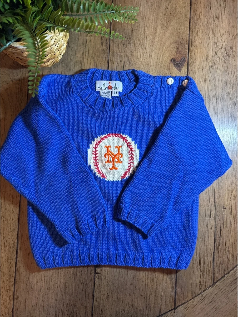 Molly’s Toggles Handmade New York Mets Knit Sweater – Boys 3T
